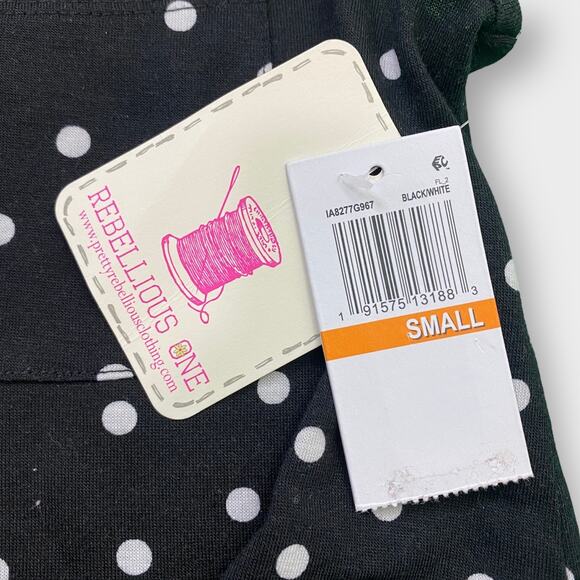 Rebellious One Junior’s Polka Dot Tank Top Black Small - Picture 7 of 7